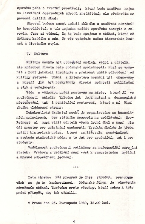 19891126Prohláš OF_4 ;Dokumenty OF Trutnov